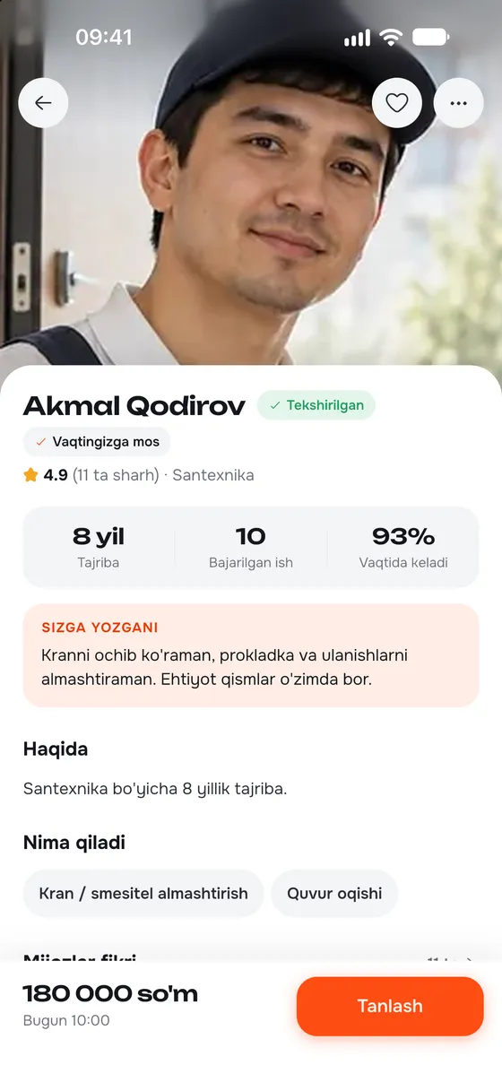 Tradesperson profile
